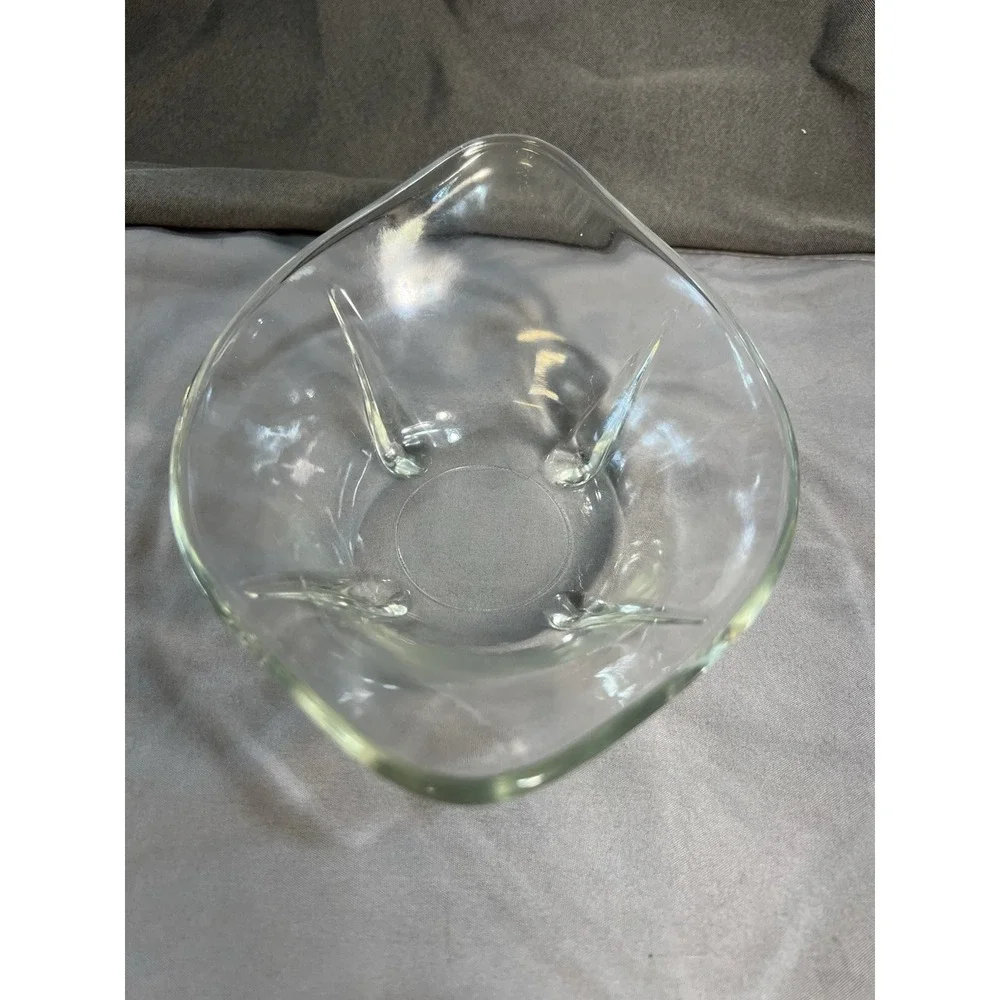 MCM Anchor Hocking Swedish Modern Clear Glass Dish Teardrop Feet 7‎ 7/8